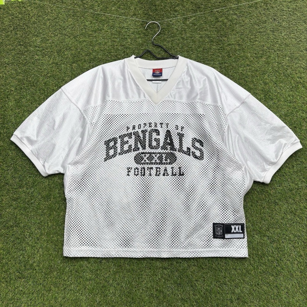 Vintage Cincinnati Bengals Training Jersey Mens Large NFL Reebok White Mesh